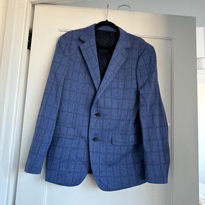 Bonobos Sport Coat Blazer Emmetex Fine Italian Fabric Athletic Fit Blue Plaid 40